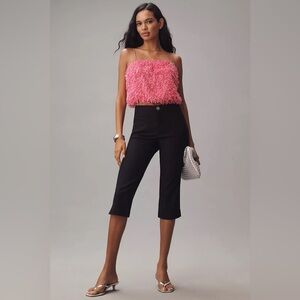 Maeve Anthropologie US 10 Linen Blend Capri Black Pants